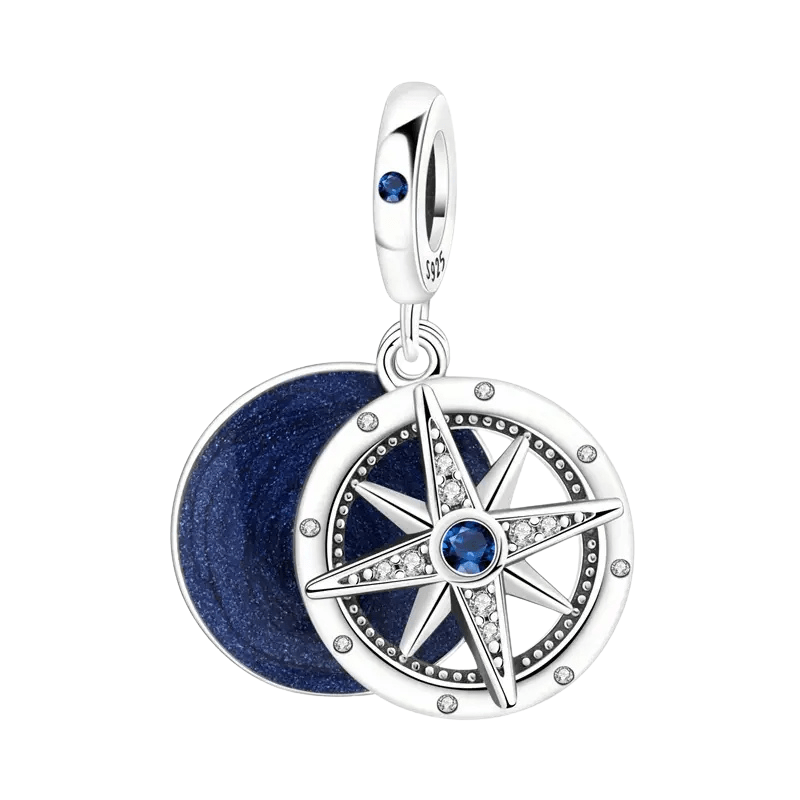 Sterling Silver Blue Compass Charm - Enchanting Charms