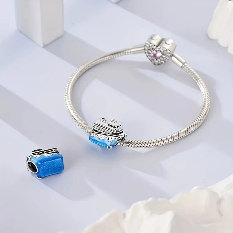 Sterling Silver Blue Cruise Ship Charm - Enchanting Charms
