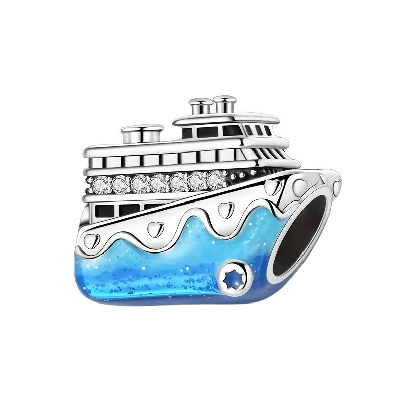 Sterling Silver Blue Cruise Ship Charm - Enchanting Charms