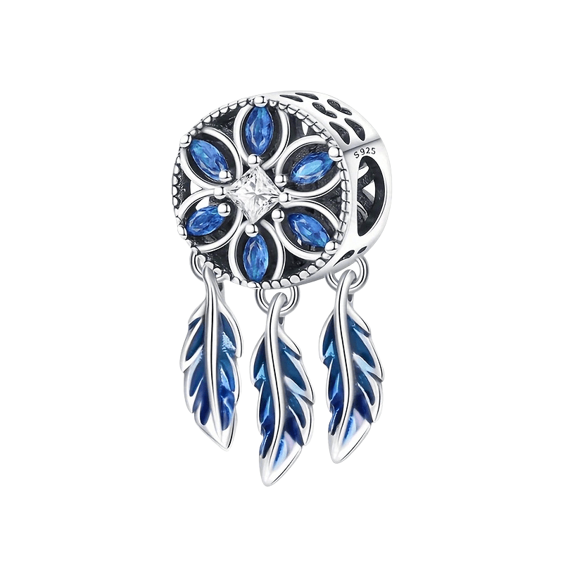 Sterling Silver Blue Dreamcatcher Charm - Enchanting Charms