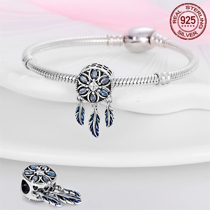 Sterling Silver Blue Dreamcatcher Charm - Enchanting Charms