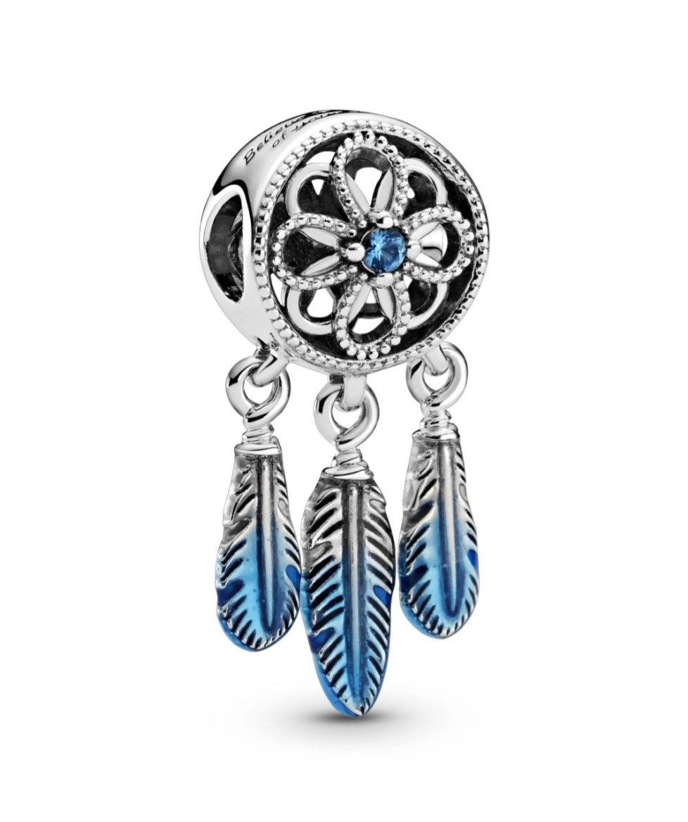 Sterling Silver Blue Dreamcatcher Charm - Enchanting Charms