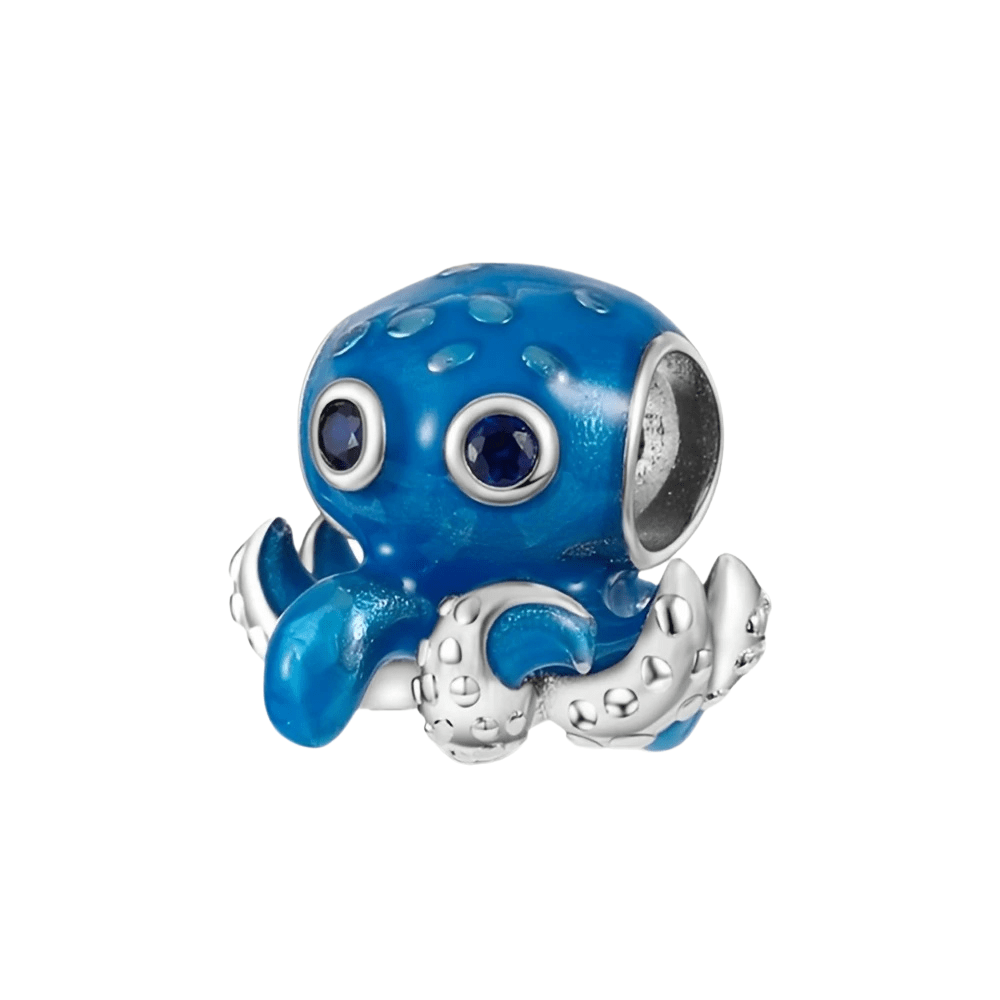 Sterling Silver Blue Octopus Charm - Enchanting Charms