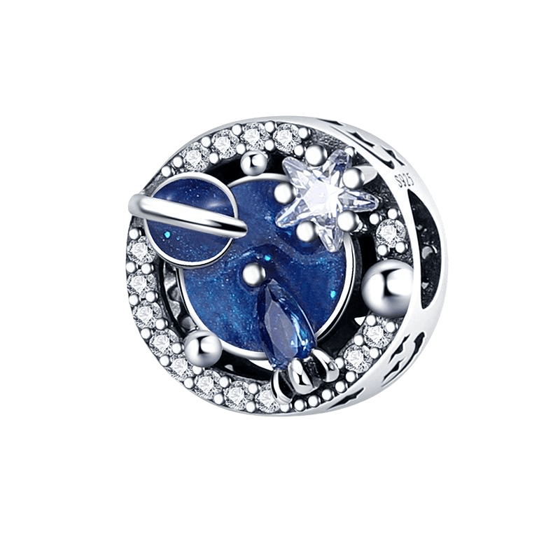 Sterling Silver Blue Planet Charm - Enchanting Charms