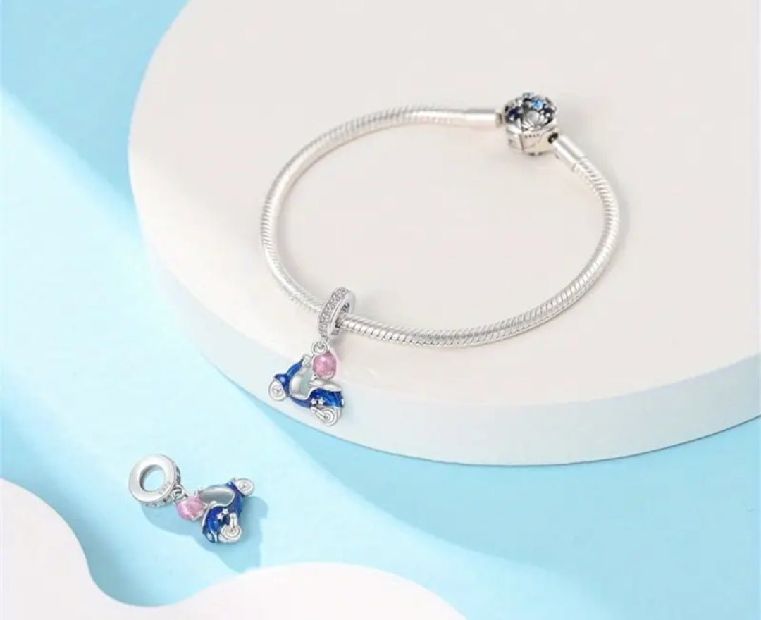 Sterling Silver Blue Scooter Charm - Enchanting Charms
