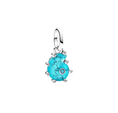 Sterling Silver Blue Sea Snail Glass Charm - Enchanting Charms