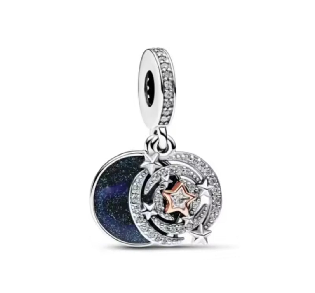 Sterling Silver Blue Sparkling Galaxy Charm - Enchanting Charms