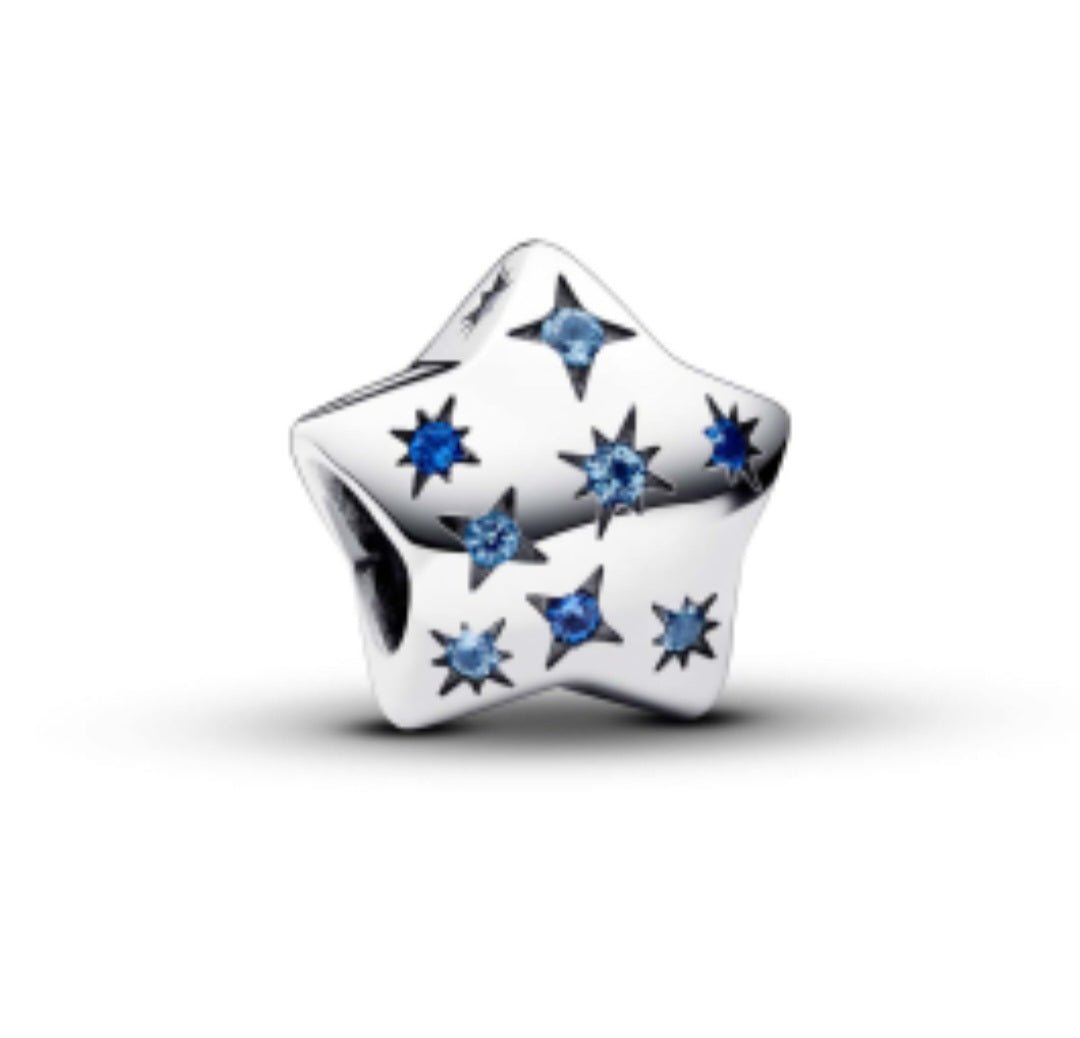 Sterling Silver Blue Sparkling Stars Reach For The Stars Charm - Enchanting Charms