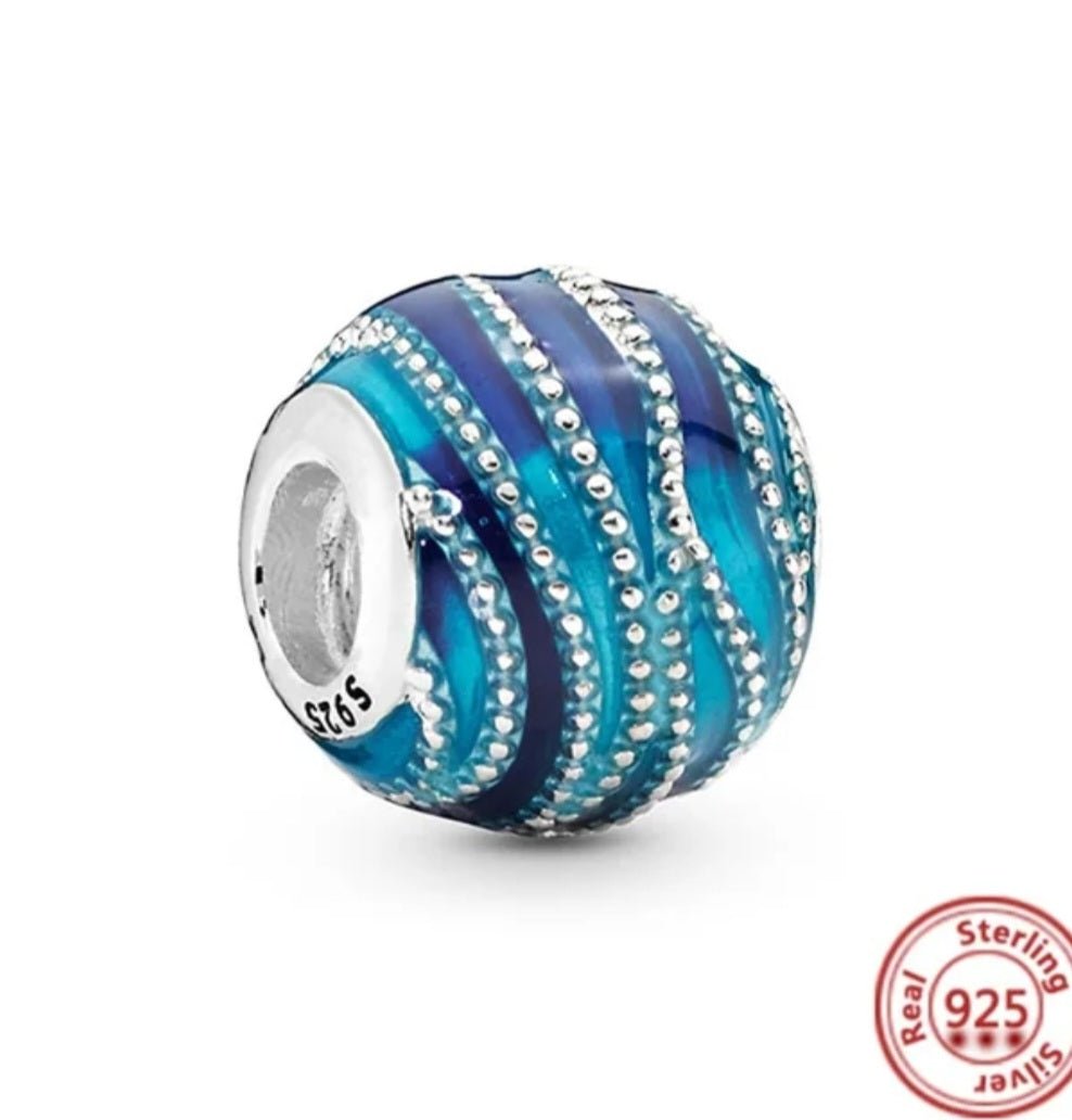 Sterling Silver Blue Swirl Charm - Enchanting Charms