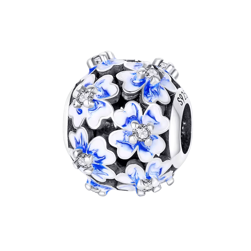 Sterling Silver Blue Travel Flower Charm - Enchanting Charms