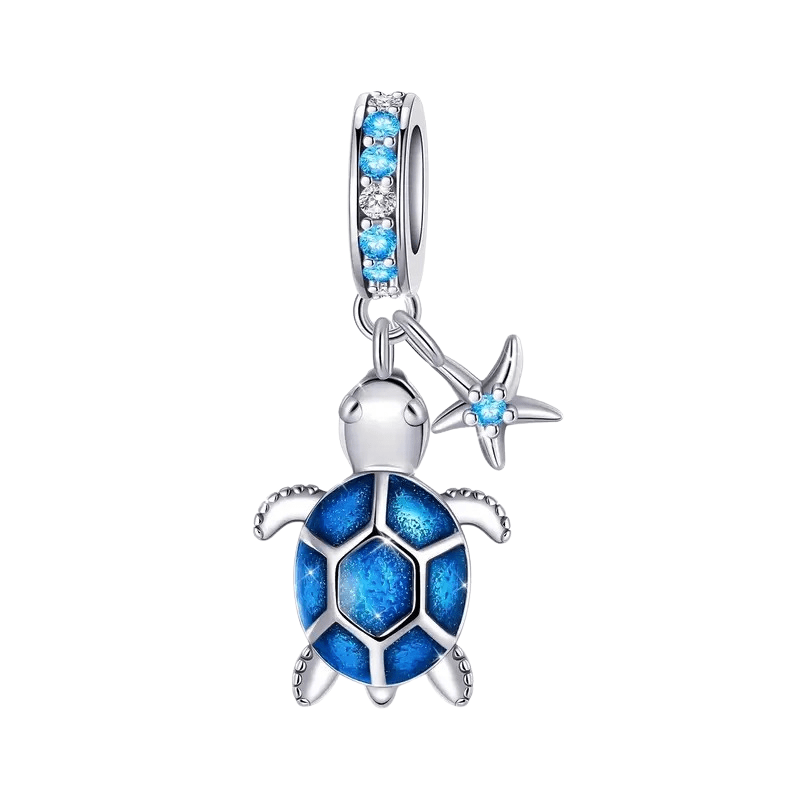 Sterling Silver Blue Turtle Charm - Enchanting Charms