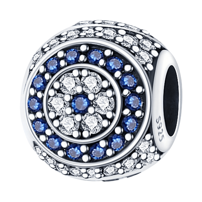 Sterling Silver Blue & White Evil Eye Charm - Enchanting Charms