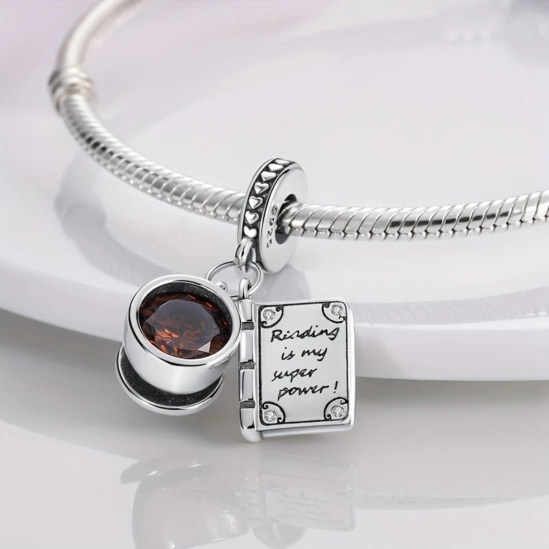 Sterling Silver Book & Coffee Cup Charm - Enchanting Charms