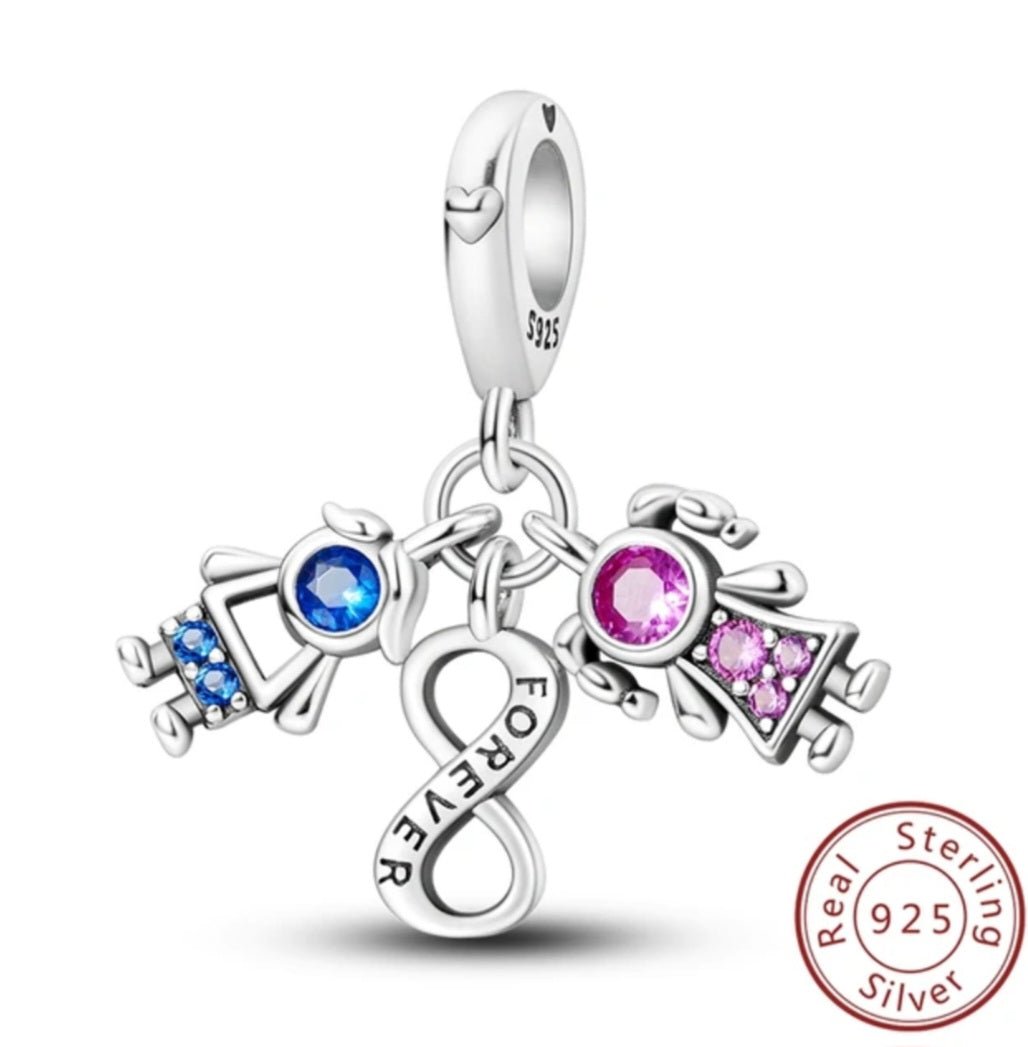 Sterling Silver Boy and Girl Forever Charm - Enchanting Charms
