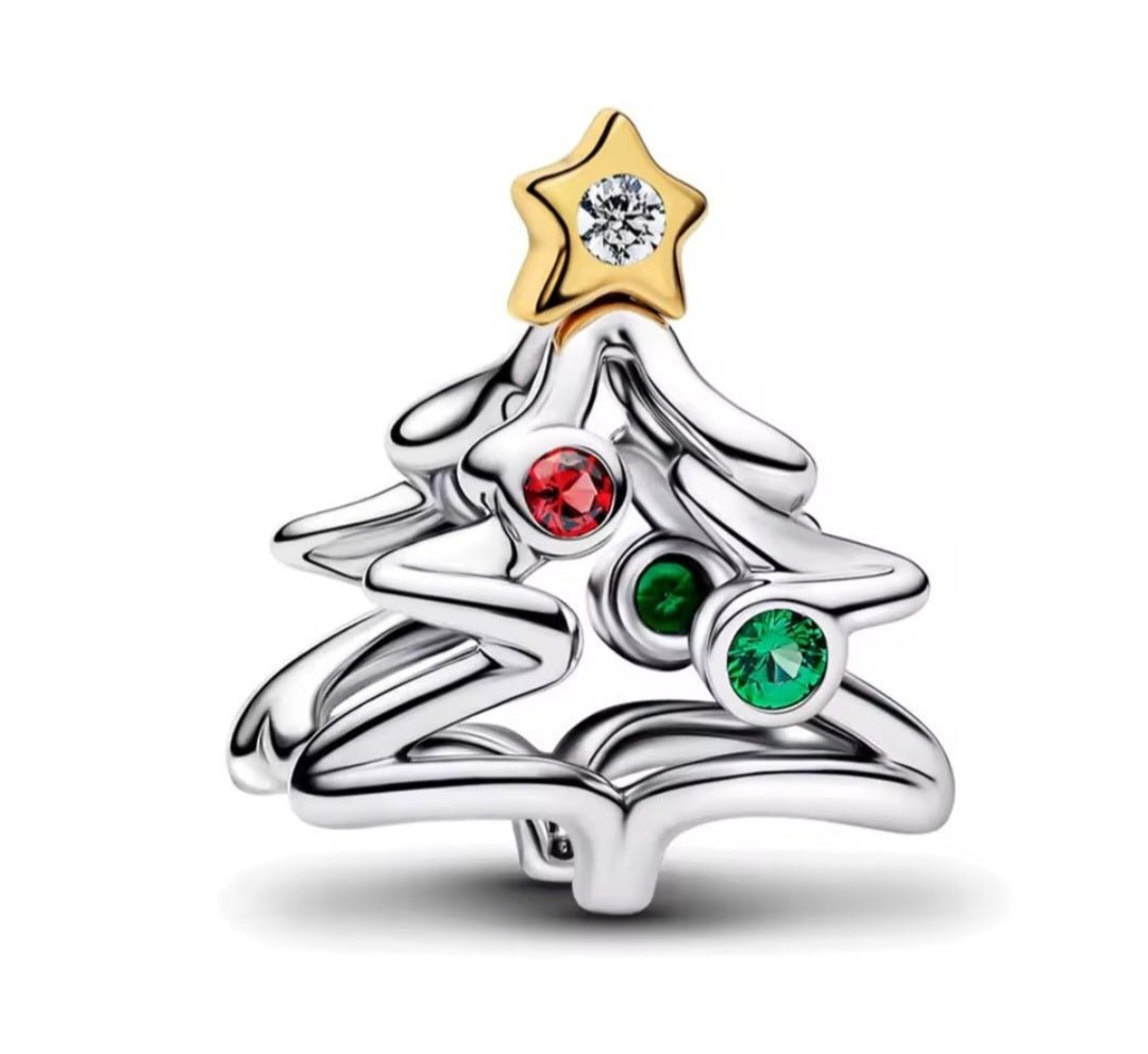Sterling Silver Christmas Collection Sparkling Christmas Tree Charm - Enchanting Charms