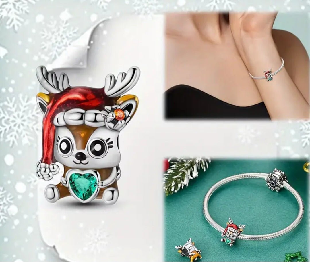 Sterling Silver Christmas Reindeer Charm - Enchanting Charms