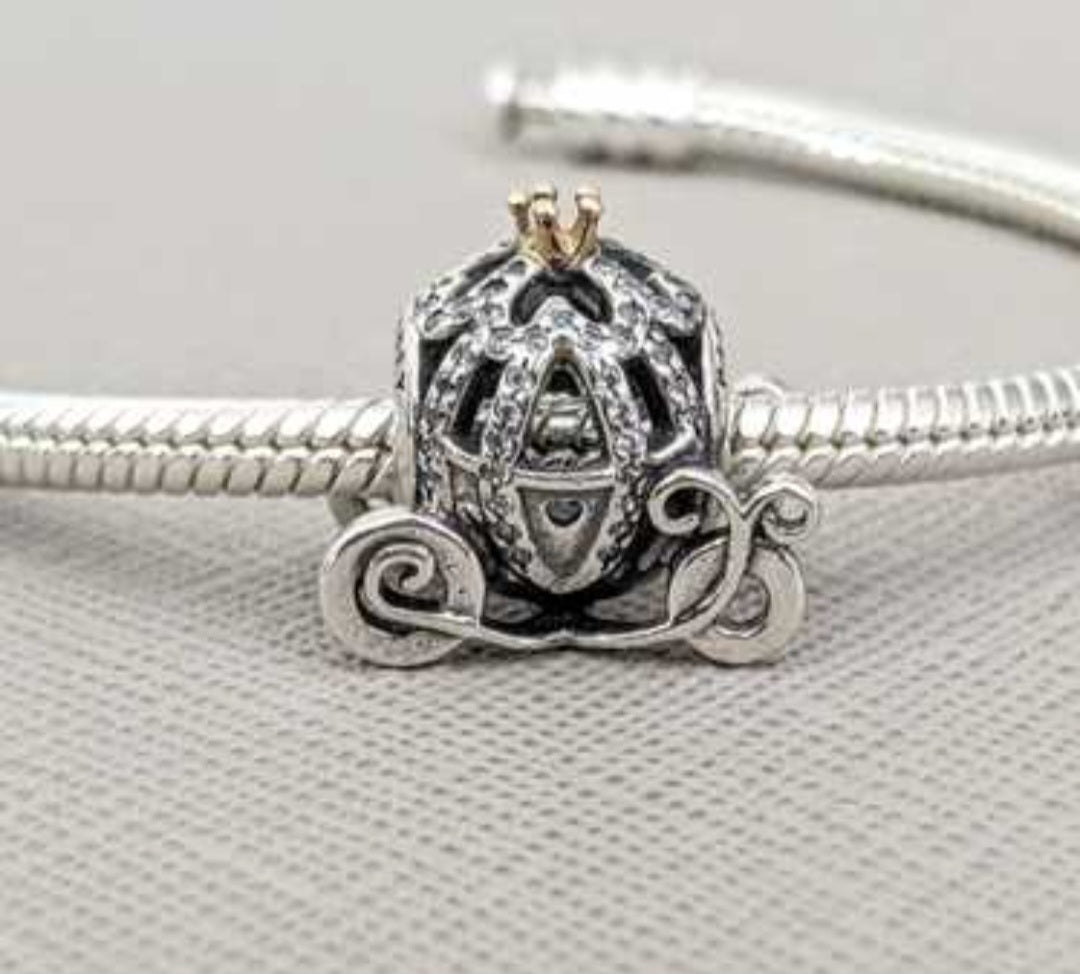 Sterling Silver Cinderella's Sparkling Cage Charm - Enchanting Charms
