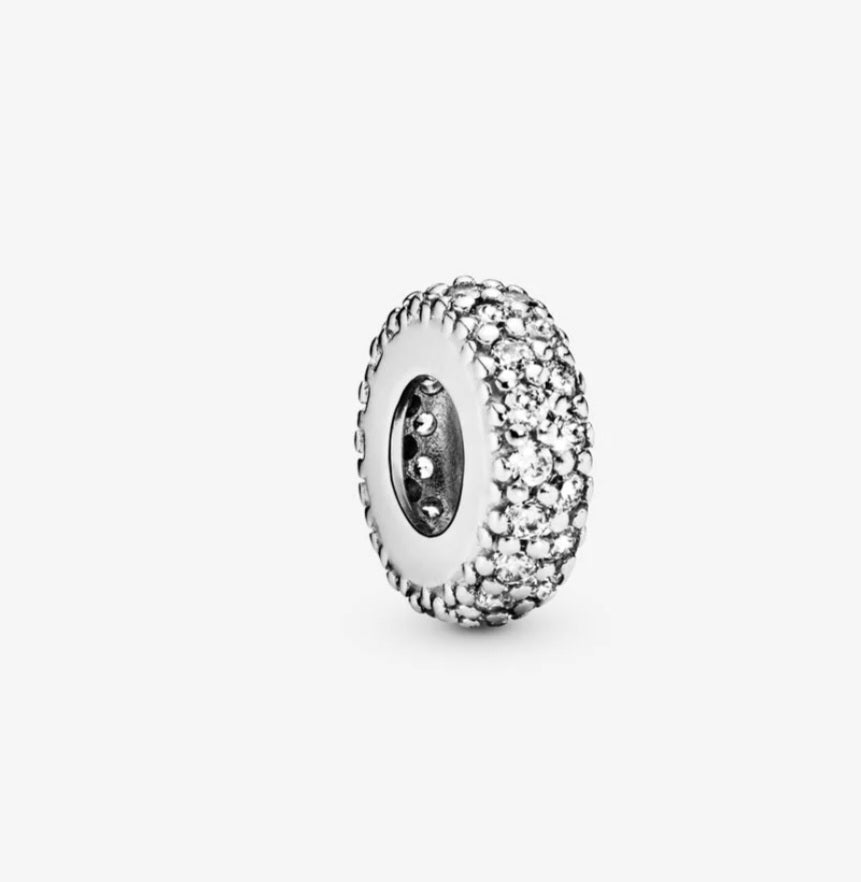 Sterling Silver Clear Sparkling Spacer Charm - Enchanting Charms