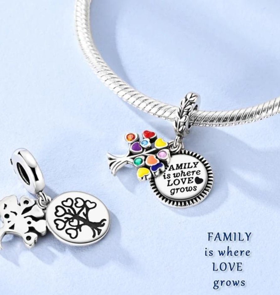 Sterling Silver Colourful Family Tree Charm - Enchanting Charms
