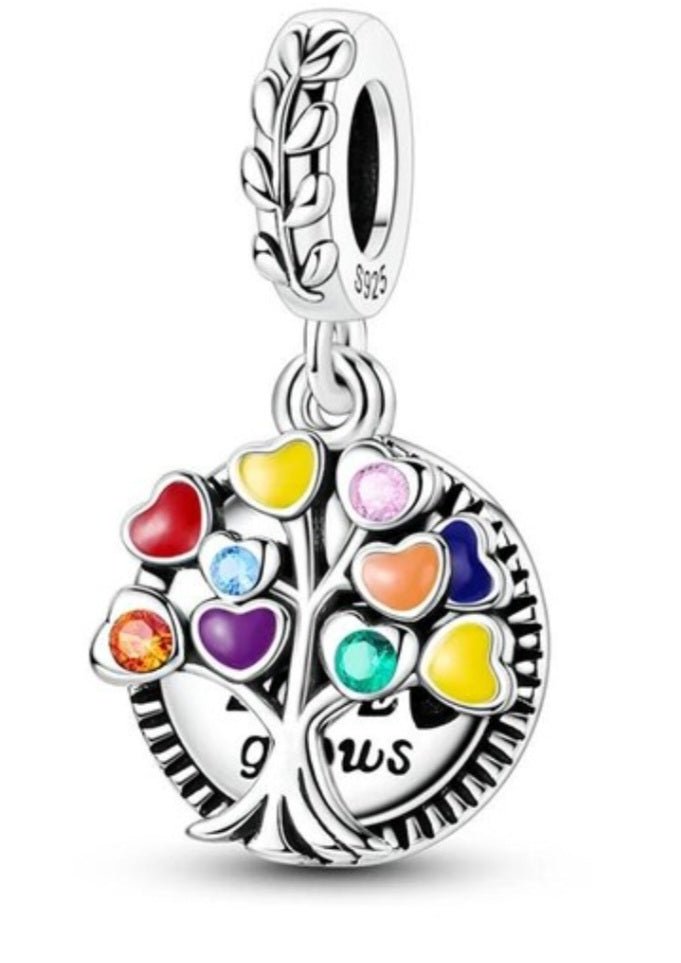 Sterling Silver Colourful Family Tree Charm - Enchanting Charms