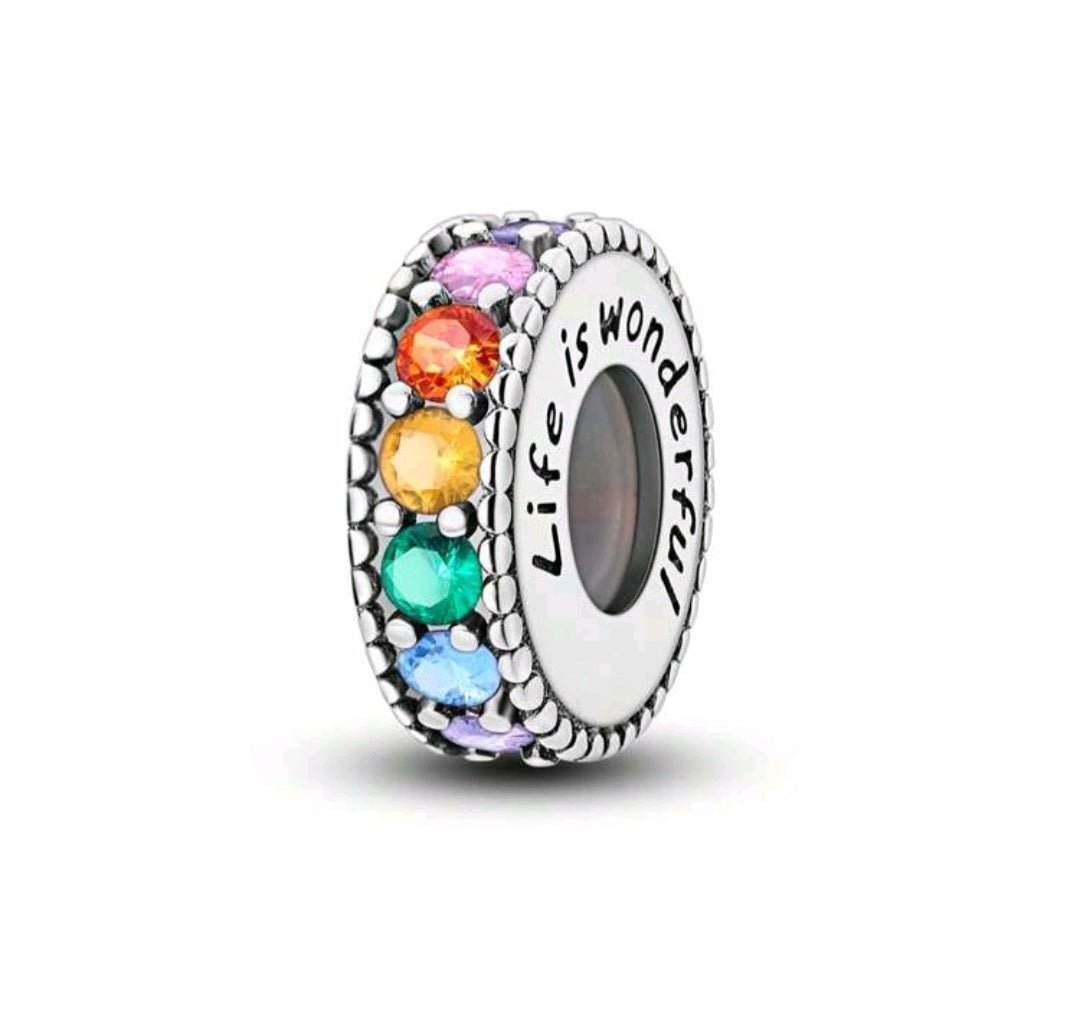 Sterling Silver Colourful Spacer Charm - Enchanting Charms
