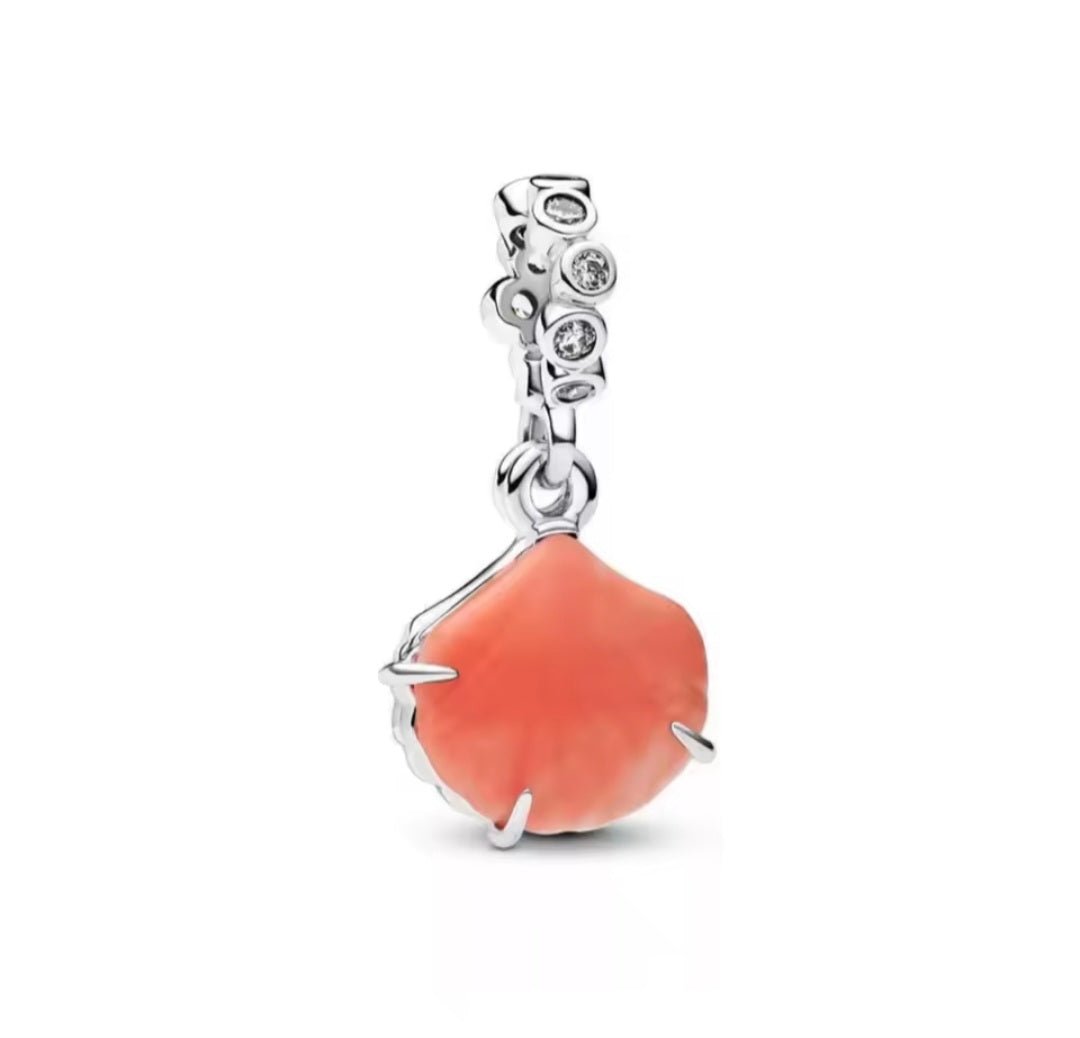 Sterling Silver Coral Sea Shell Love You Inside Out Charm - Enchanting Charms