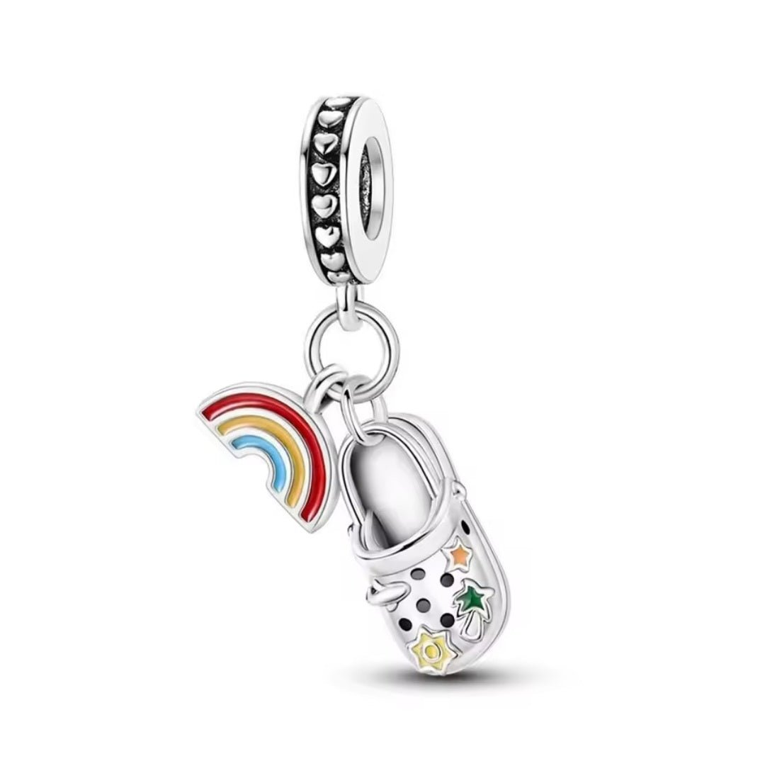 Sterling Silver Crocs Shoe &Rainbow Charm - Enchanting Charms
