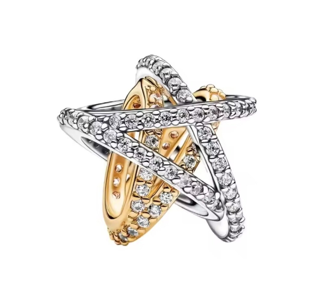 Sterling Silver Crossover Star Charm - Enchanting Charms