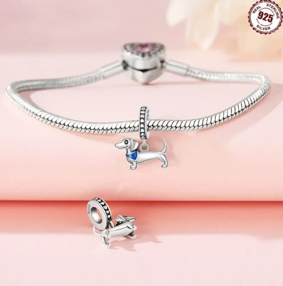Sterling Silver Dachund Charm - Enchanting Charms