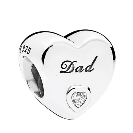 Sterling Silver Dad Heart Charm - Enchanting Charms