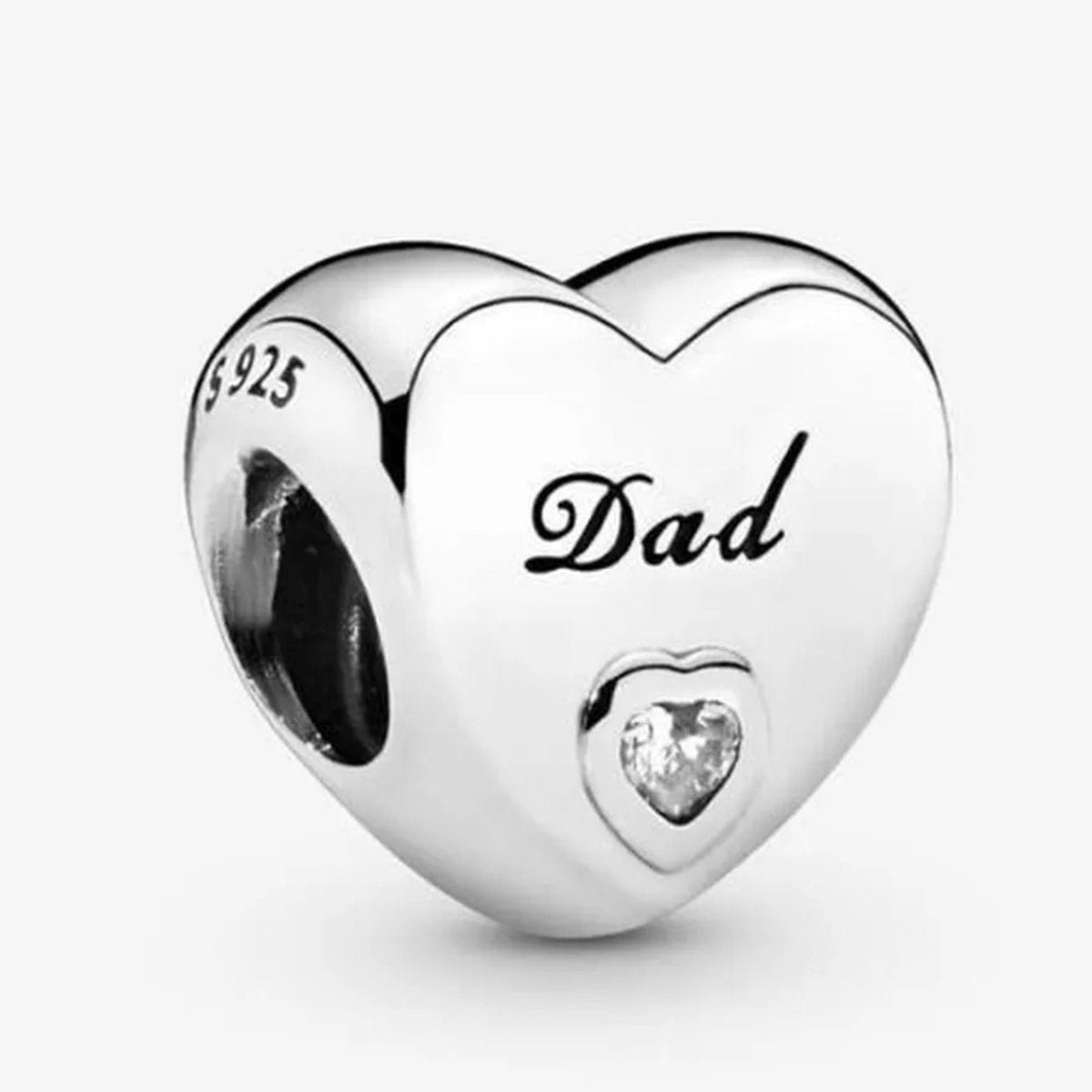 Sterling Silver Dad Heart Charm - Enchanting Charms