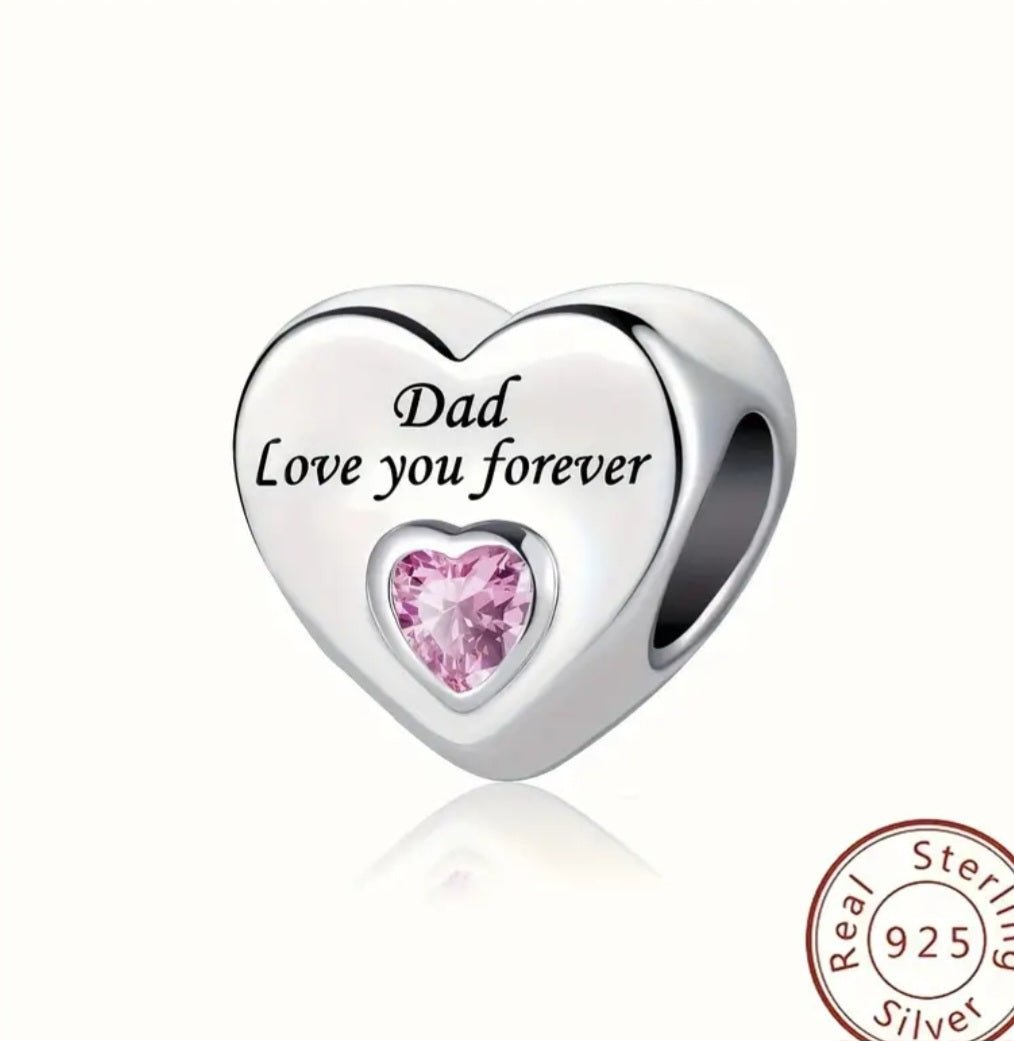 Sterling Silver Dad Love You Forever Charm - Enchanting Charms