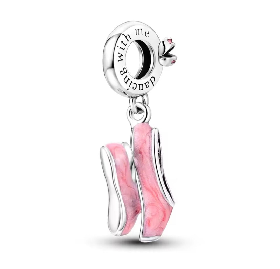 Sterling Silver Dancing With Me Ballet Shoes Charm - Enchanting Charms
