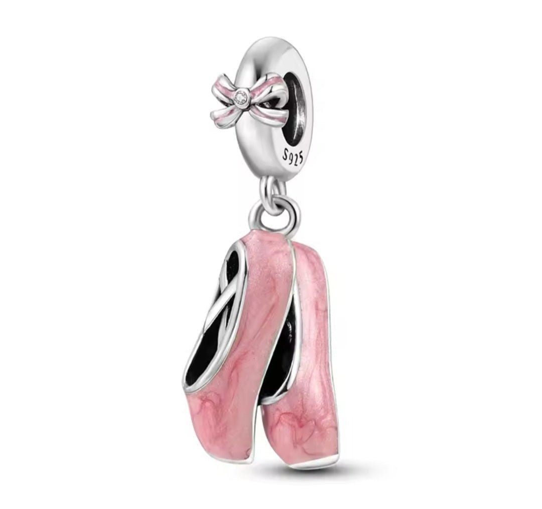 Sterling Silver Dancing With Me Ballet Shoes Charm - Enchanting Charms