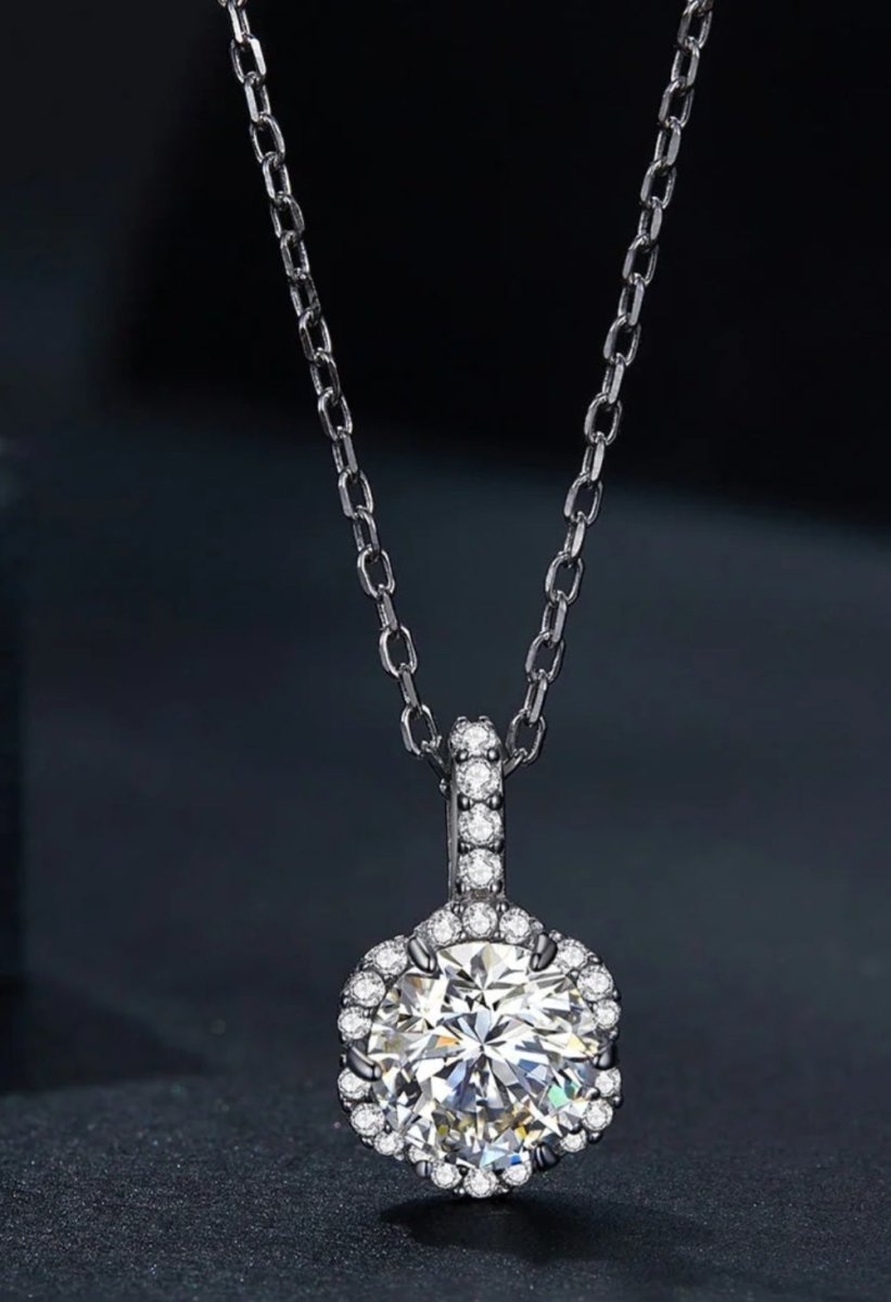 Sterling Silver Diana Moissanite Necklace - Enchanting Charms