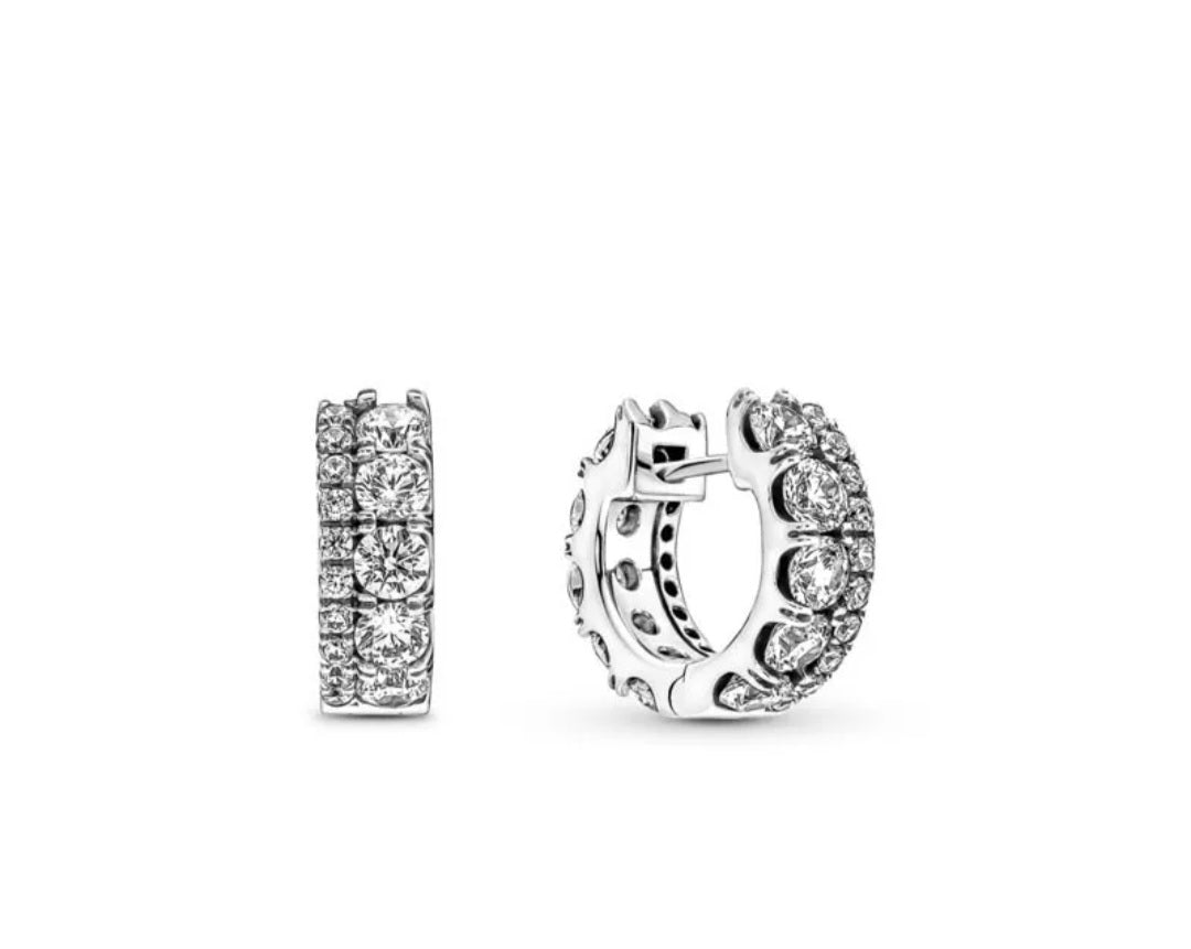 Sterling Silver Double Band Hoop Earrings - Enchanting Charms