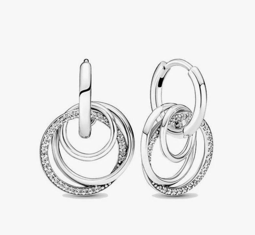 Sterling Silver Encircled Hoop Earrings - Enchanting Charms
