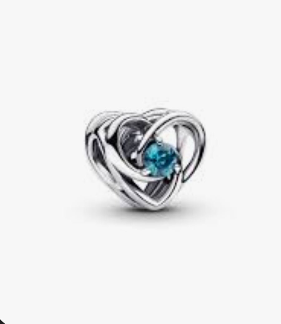 Sterling Silver Entwined Heart & Stone Charm - Enchanting Charms