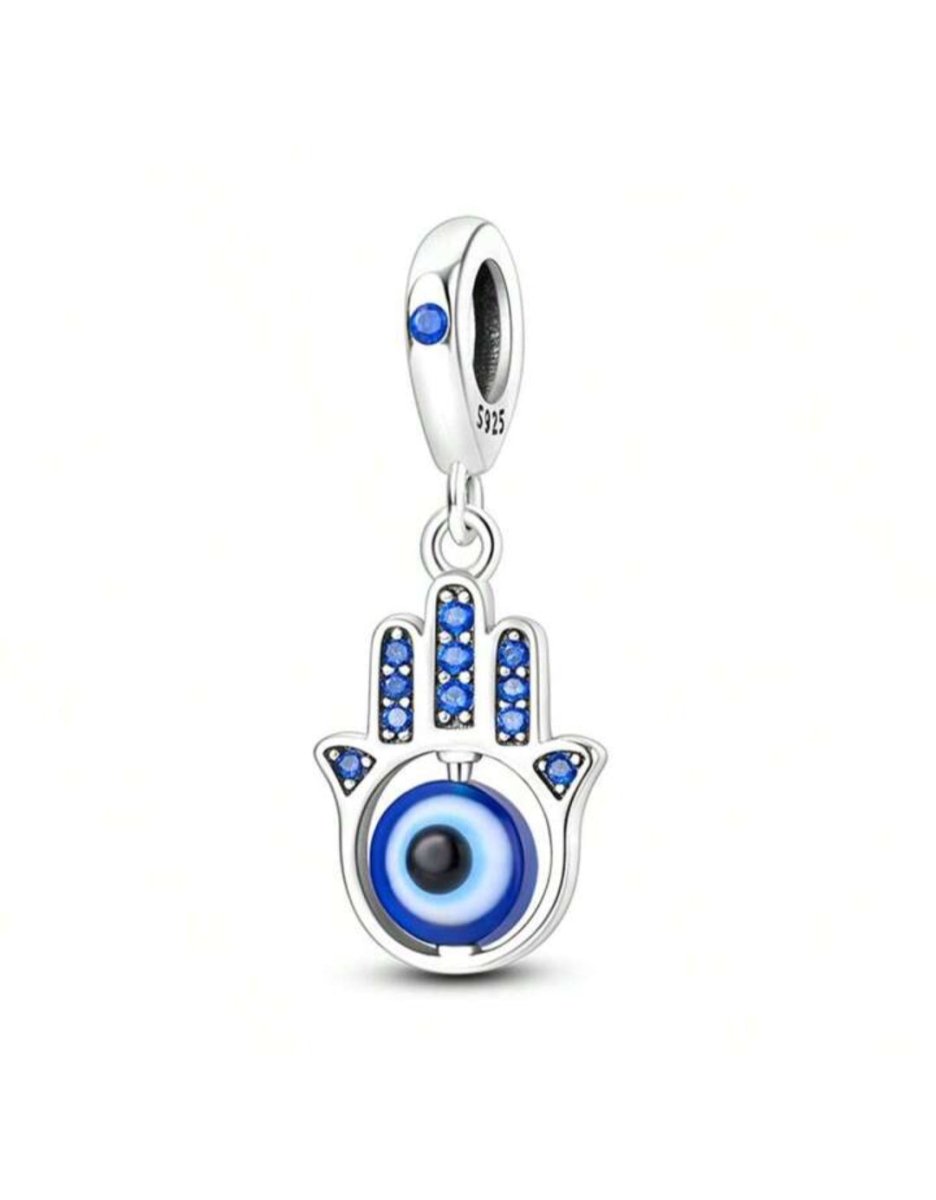 Sterling Silver Evil Eye Hamsa Hand Protective Charm - Enchanting Charms