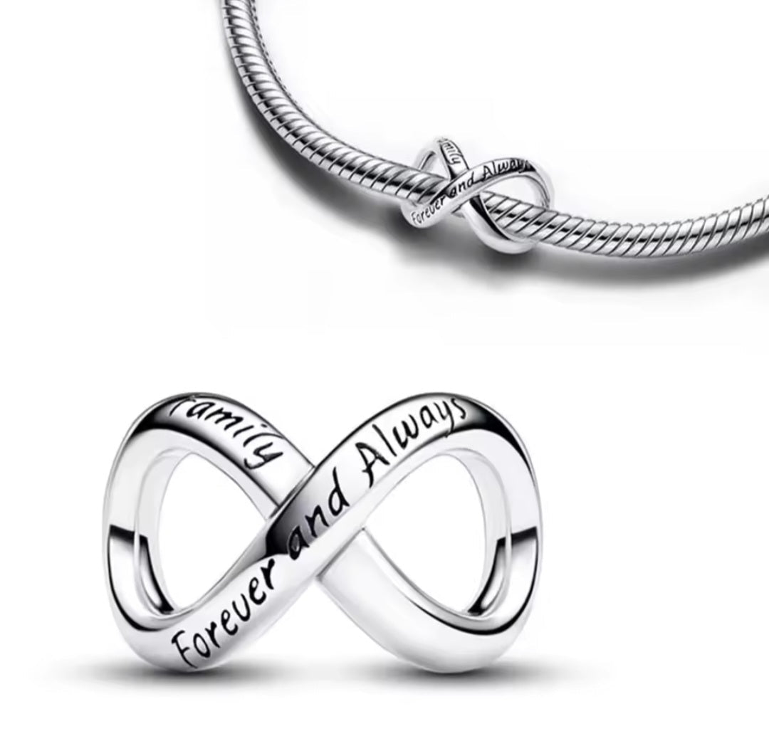 Sterling Silver Family Forever and Always Infinity Charm - Enchanting Charms