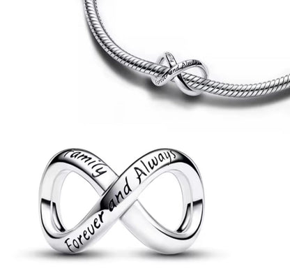Sterling Silver Family Forever and Always Infinity Charm - Enchanting Charms