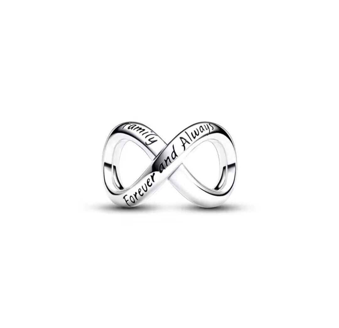 Sterling Silver Family Forever and Always Infinity Charm - Enchanting Charms