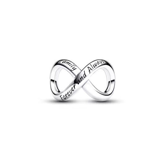 Sterling Silver Family Forever and Always Infinity Charm - Enchanting Charms