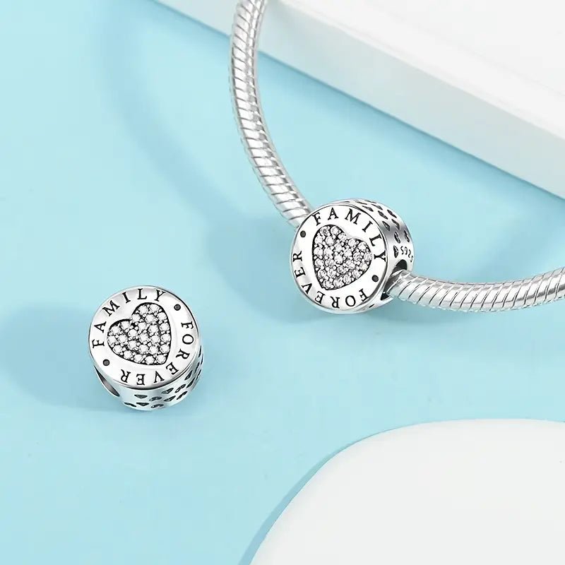 Sterling Silver Family Forever Heart Charm - Enchanting Charms