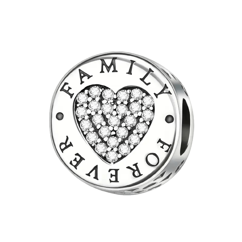 Sterling Silver Family Forever Heart Charm - Enchanting Charms