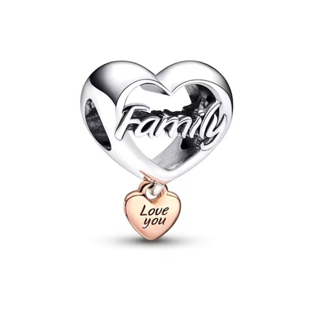 Sterling Silver Family Love You Charm - Enchanting Charms