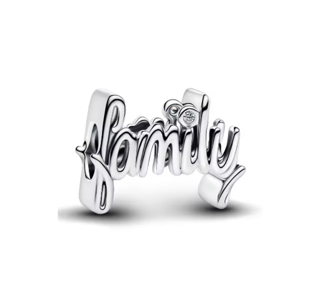 Sterling Silver Family Word Charm - Enchanting Charms