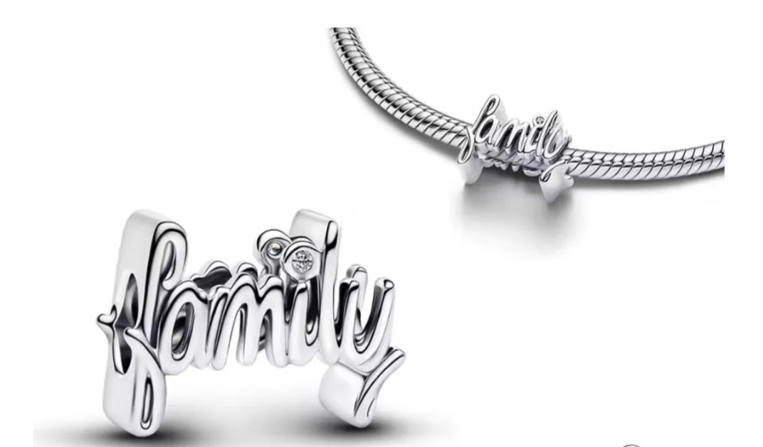 Sterling Silver Family Word Charm - Enchanting Charms