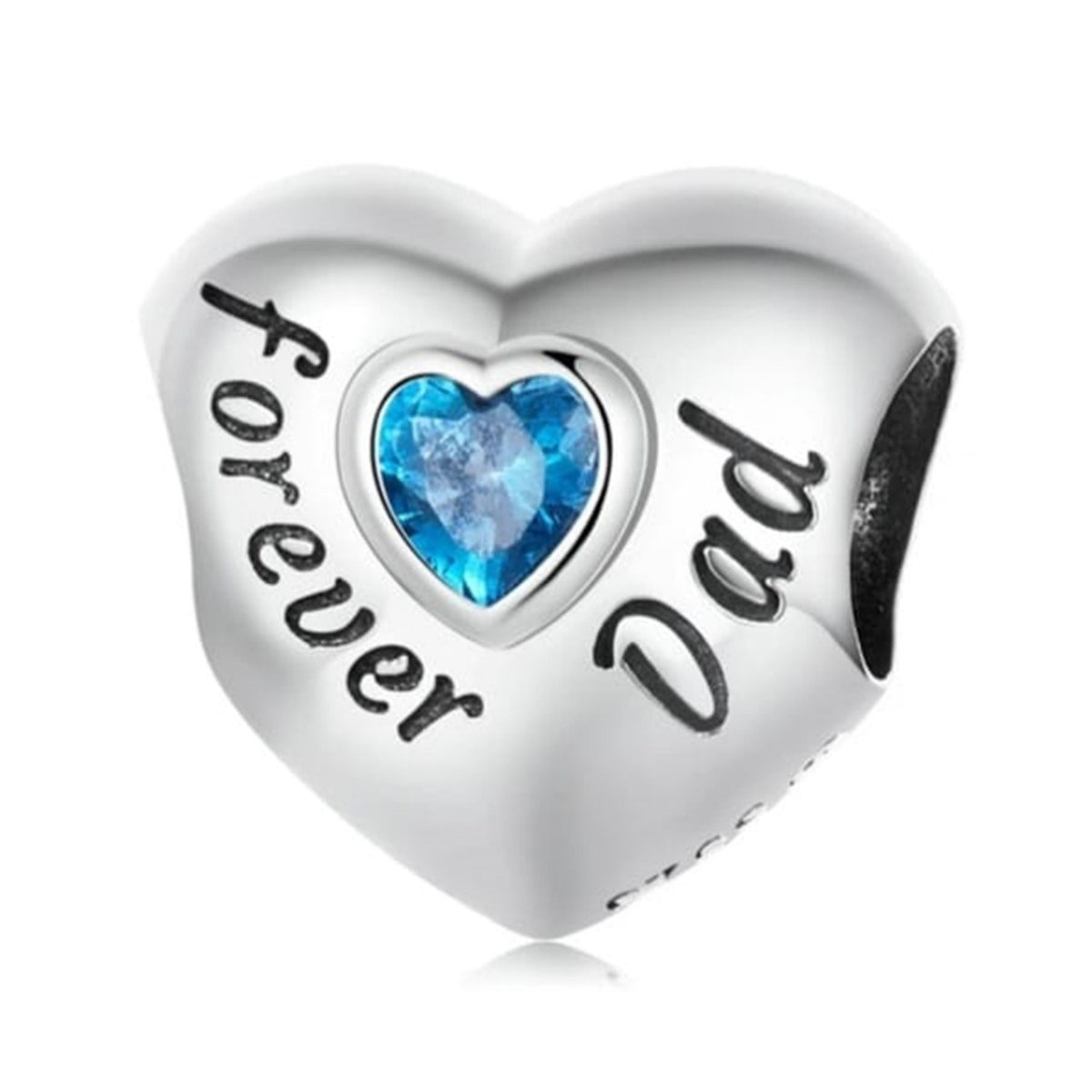 Sterling Silver Forever Dad Heart Charm - Enchanting Charms