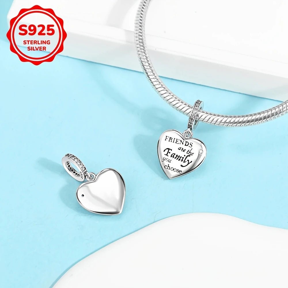 Sterling Silver Friends Are The Family Heart Charm - Enchanting Charms